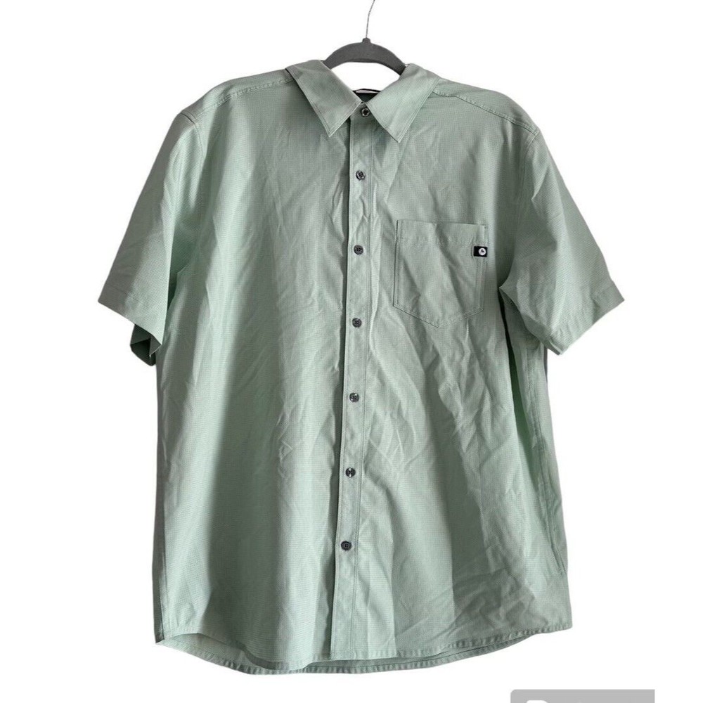 Marmot Shirt Mens  XL Green Polyester Short Sleeve Button Up Collared Shirt